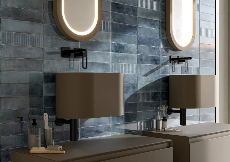 Relieve Blue Comp Wall Tile Cifre Cerámica Mussa Way Relieve Blue Gloss 7.5x30 – Budget ...